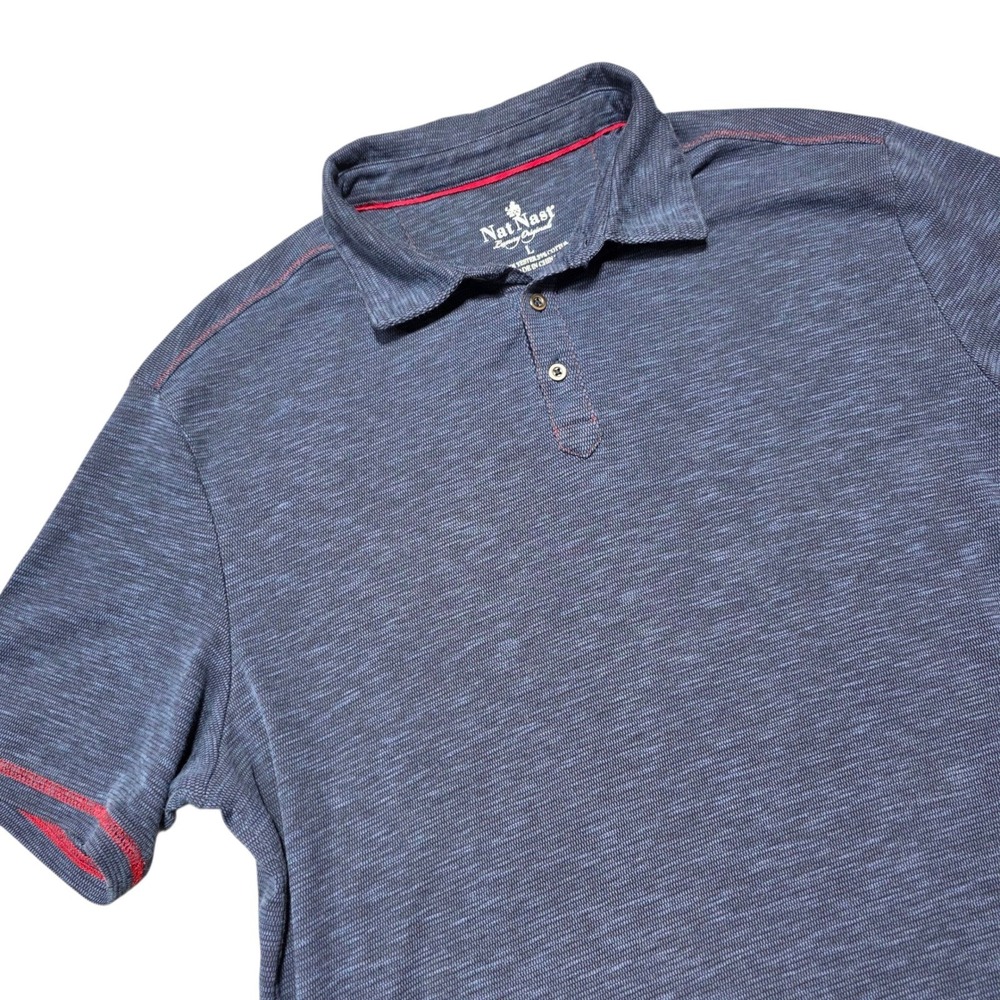 Nat Nast Polo Shirt Mens Large Blue Red‎ Contrast Stitching Short Sleeve Luxury